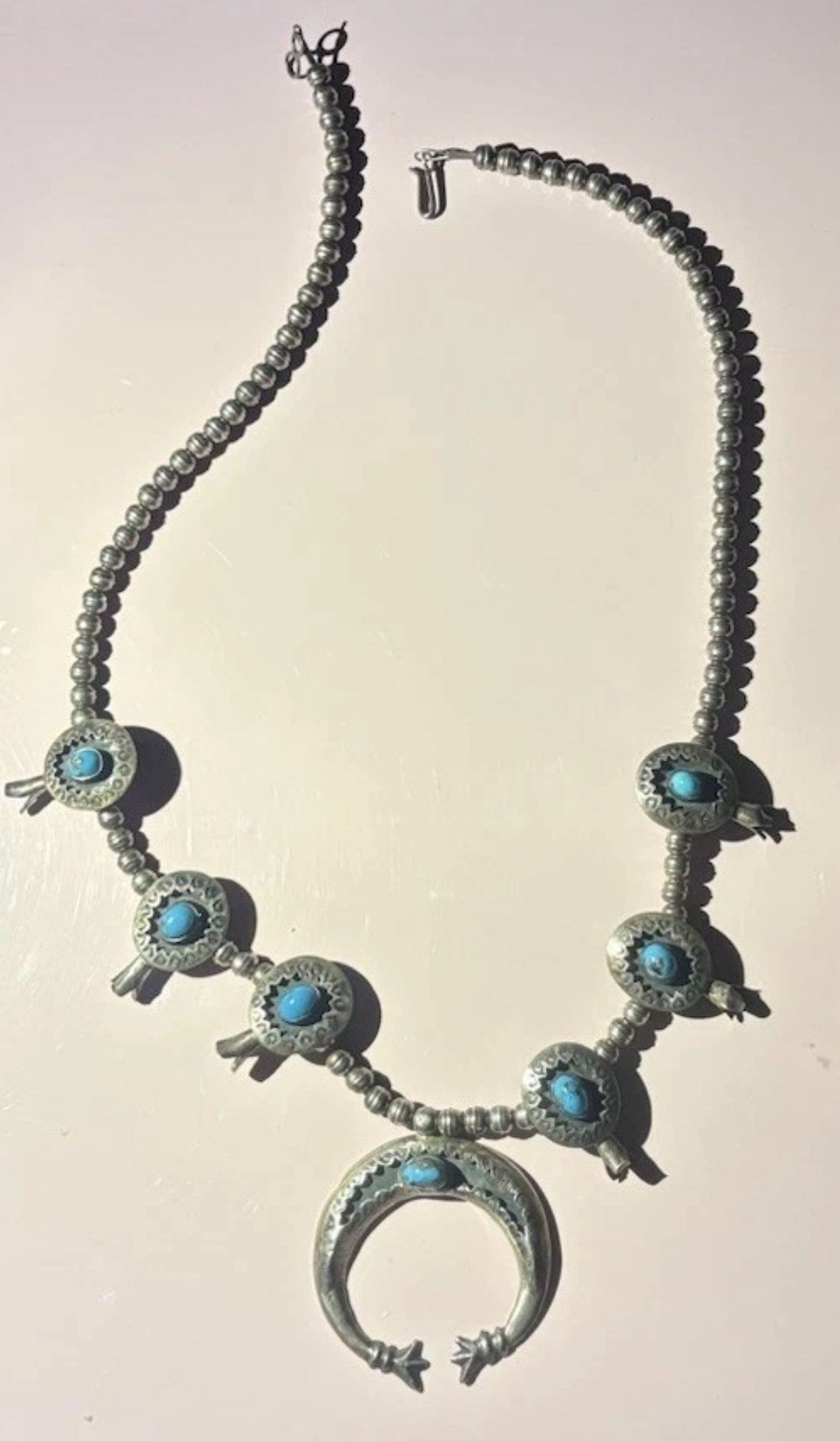 Mid-20th Century Navajo Squash Blossom Necklace