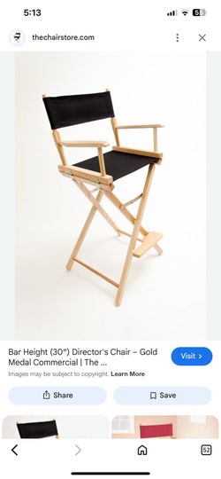 Bar Height (30″) Director’s Chair – Gold Medal Commercial new