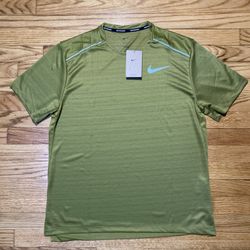 Nike Dri-FIT Miler Short Sleeve Running Top Moss green Men's Sz large New!