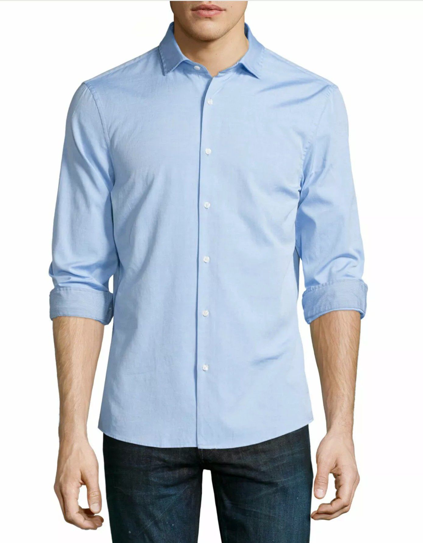 MICHAEL KORS Blue Button Down Dress Shirt Slim Fit SZ: 16.5 32/33 Pre-Owned