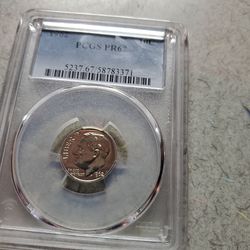 1962  ROOSEVELT  DIME  PCGS PR67