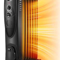 Kismile Oil Filled Radiator Quiet 1500W Heater with Indicator Lights 3 Heat Settings Safety Features Portable