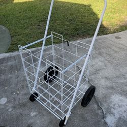 White Rolling Utility Shopping Cart Lknew