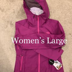 NORTH FACE / Fuseform Dot Matrix Rain Coat Jacket w/ Hood / Women’s Large (L) / Retails $200 +Tax / Brand New w/ Tags!! / Pink & Fuchsia