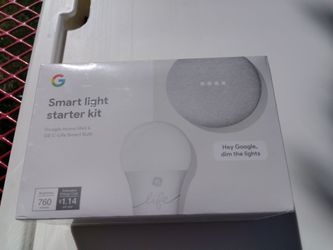 NEW SEALED Google Home Mini + GE C-Life Smart Bulb Starter Kit