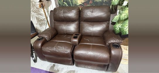 Brown leather couch