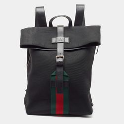 Gucci Web Fold Over Backpack Techno Canvas