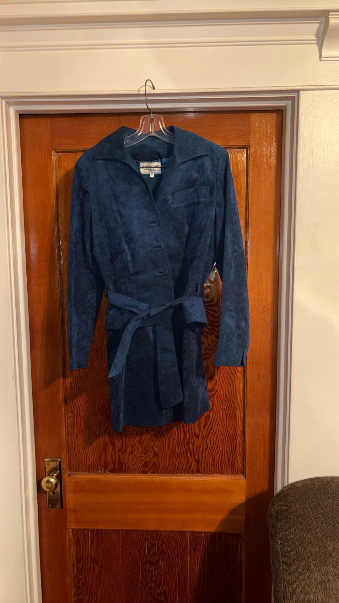 Blue Ultra Suede 2 Piece Skirt/Jacket Suit