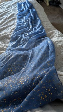 Blue Fabric with Gold Speckle Print