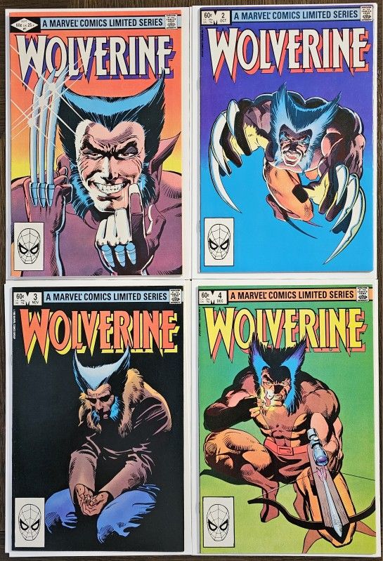 Wolverine Limited Series #1,2,3,4 π's Lot( Marvel Comics 1982) Complete Set NM π₯π₯π₯π₯