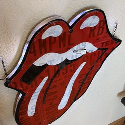 ‘Rolling Stones’ LED Texas License Plate Crafted Wall Art