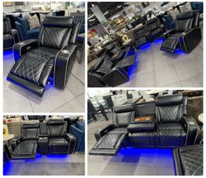 Power Recliner Sofa Set with LED Lights 🖤🖤🖤