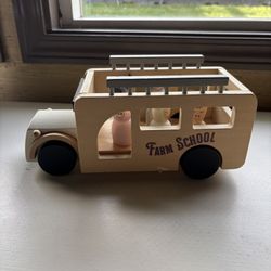 Hearth And Hand Kids Farm School Bus Wooden Toy