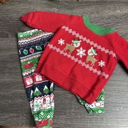 🎁 Baby’s First Christmas Outfit – 2 Pc Set (3M)