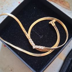 18" 18k Gold Filled Vintage CUBIC ZIRCONIA Choker Necklace