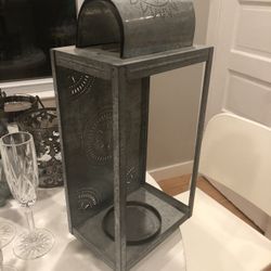 Pottery Barn Very large galvanized, Metal lantern Candle Holder