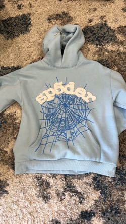 Sp5der Web Graphic Hoodie Light Blue