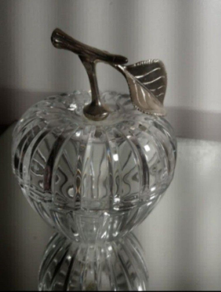 CRYSTAL APPLE CANDY DISH - TRINKET BOX 8"×6"