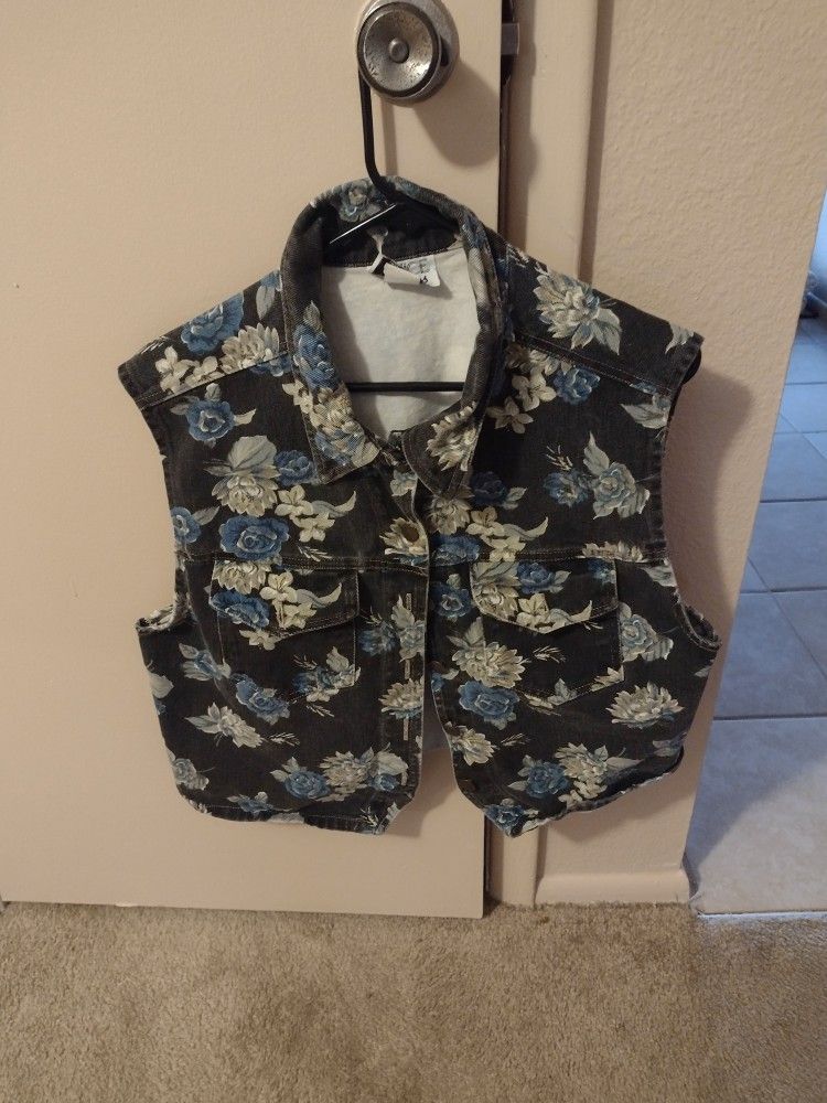 COTTON FLORAL VEST LARGE