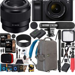 Sony a7C Mirrorless Full Frame Camera 2 Lens Kit Body with 28-60mm F4-5.6 + 50mm F1.8 SEL50F18 Black ILCE7CL/B Bundle with Deco Gear Photography Bag