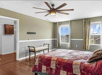 Queen bed with mattress and nightstand