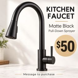 Matte Black 304 Stainless Steel Kitchen Faucet – $50