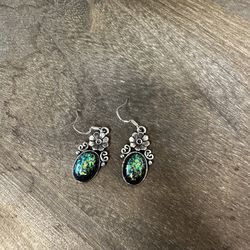 Hawaiian Flower Opal Designed Earrings