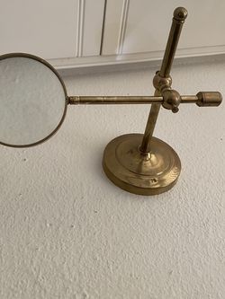Vintage Brass Industrial Magnifier on stand