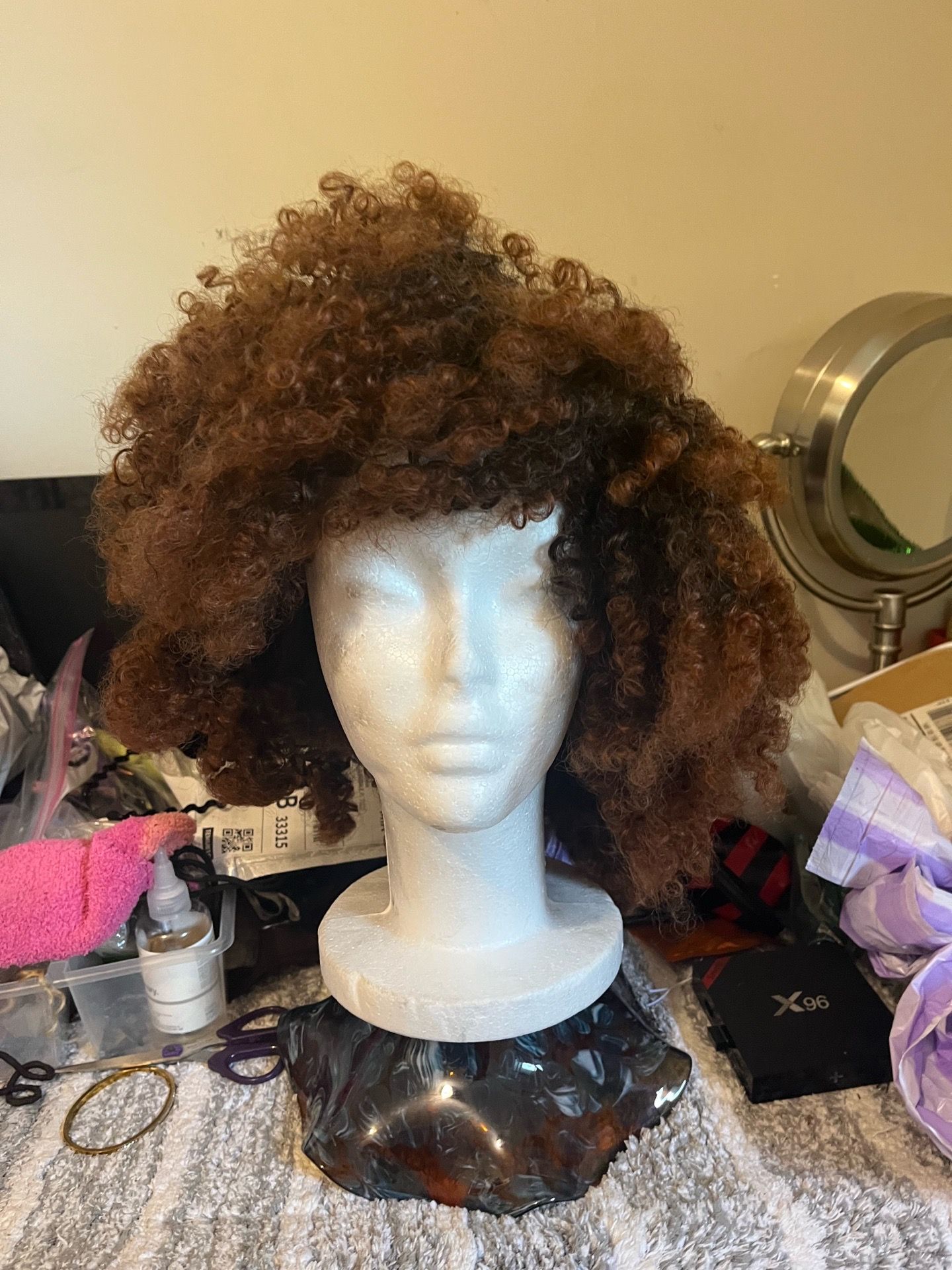 New two-tone curly hair wig