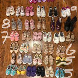 36 Pairs Toddler Girls Shoes Size 5, 6, 7, 8, And 9