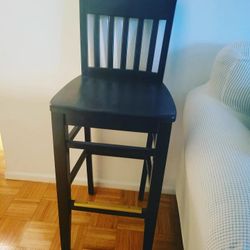 Wood Bar Stool Black 43"