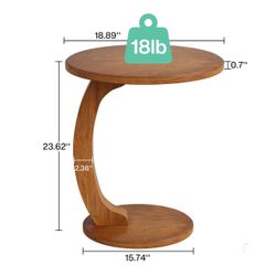 F1829. Set Of 2 Shaped End Table, Round Solid Wood Side Table For Living Room