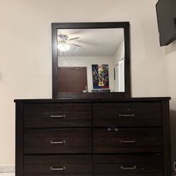 Dark Wood Dresser with Mirror