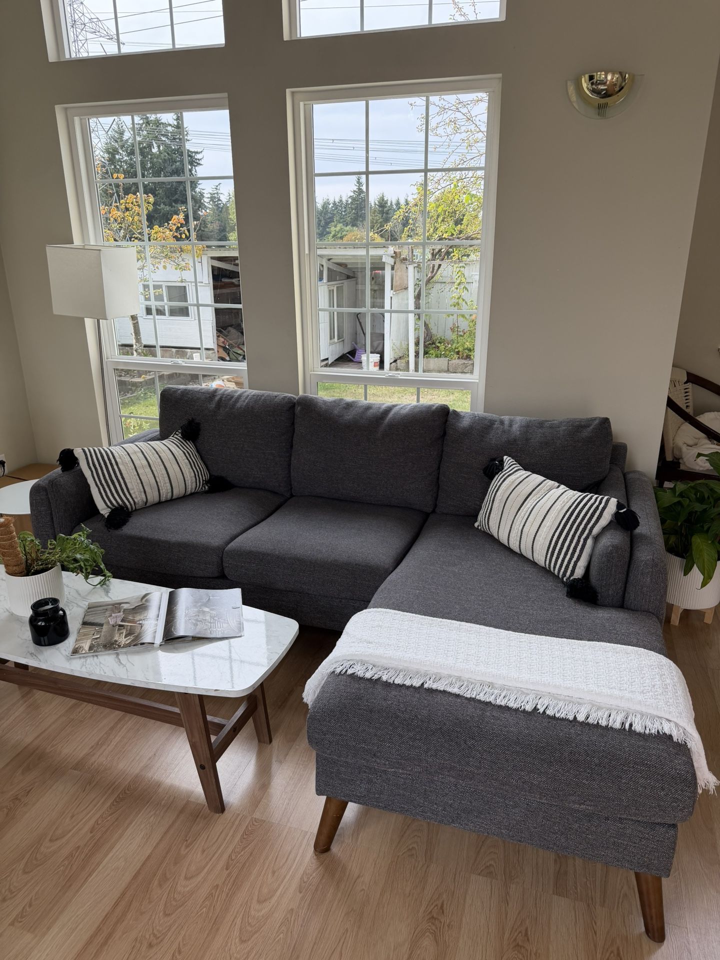 Gray Sectional Sofa Couch 2 - Piece | FREE DELIVERY