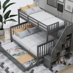 Twin/Full Bed  with Trundle and Staircase.
