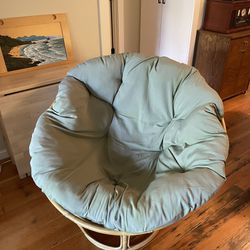 Papasan Chair + Green Cushion