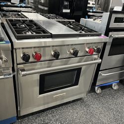 Wolf Stainless Steel Gas 36 Inch Range With Griddle