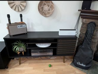 Mid century modern black TV cabinet