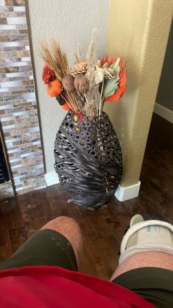 Fake Flower With Metal Planter 