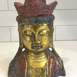 BEAUTIFUL CAST IRON BUDDHA BUST