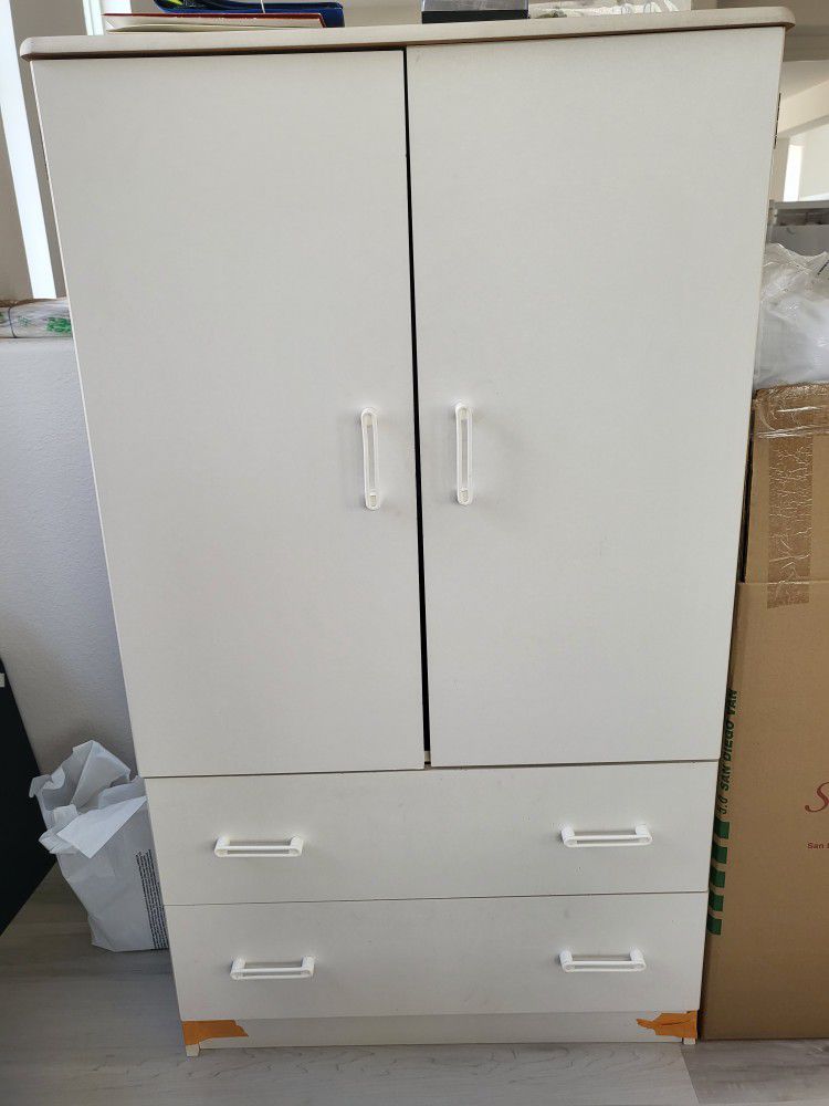 2 Doors 5 Shelves Storage Cabinet With 2 Drawers 