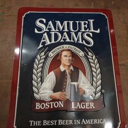 SAMUEL ADAMS BOSTON LAGER BEER, ADVERTISING TIN WALL SIGN, OFFICIAL LICENSED  