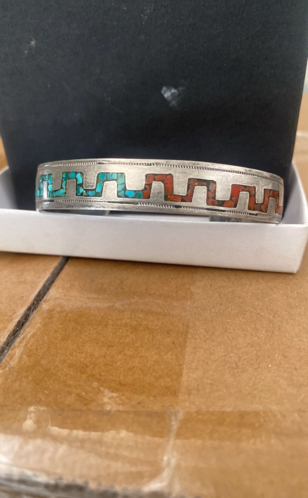 Silver Bangle Turquoise Inlay