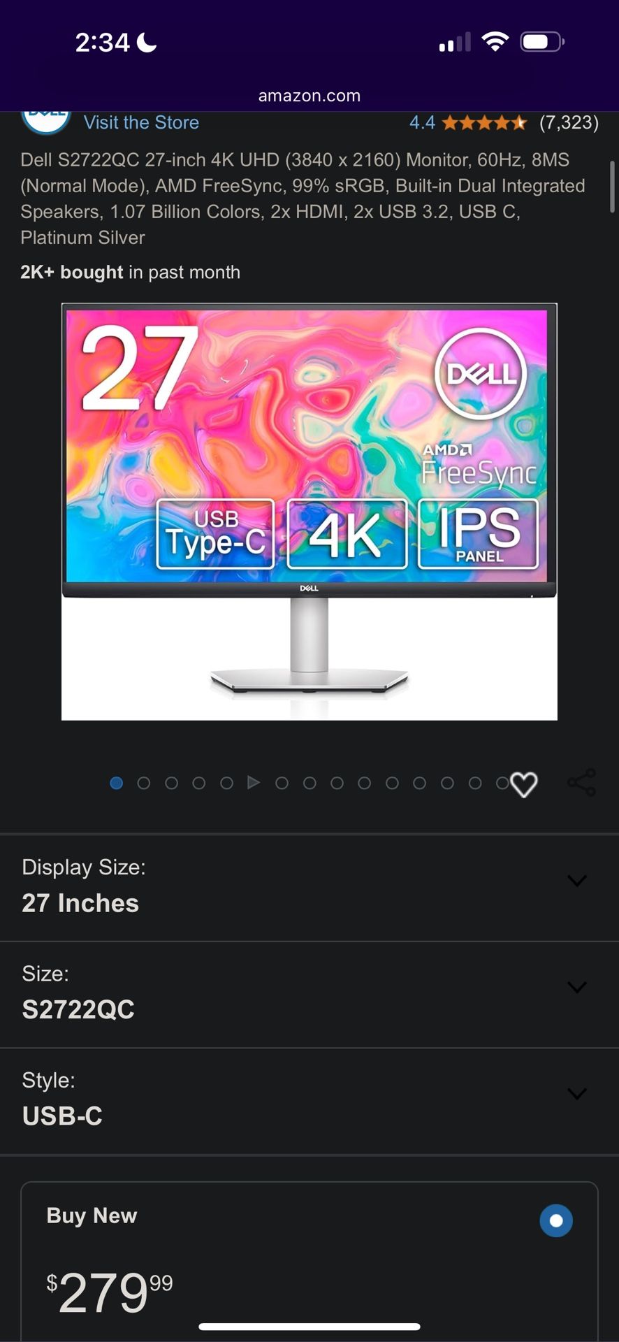 🔥 Dell S2722QC 27” 4K UHD USB-C Monitor – Only $230! 🔥