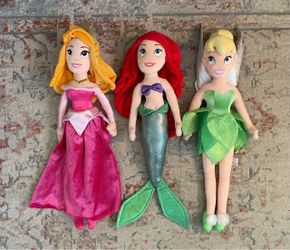 Disney Store Tinker bell Princess,  Princess Aurora and Mermaid Ariel - Large 21"
