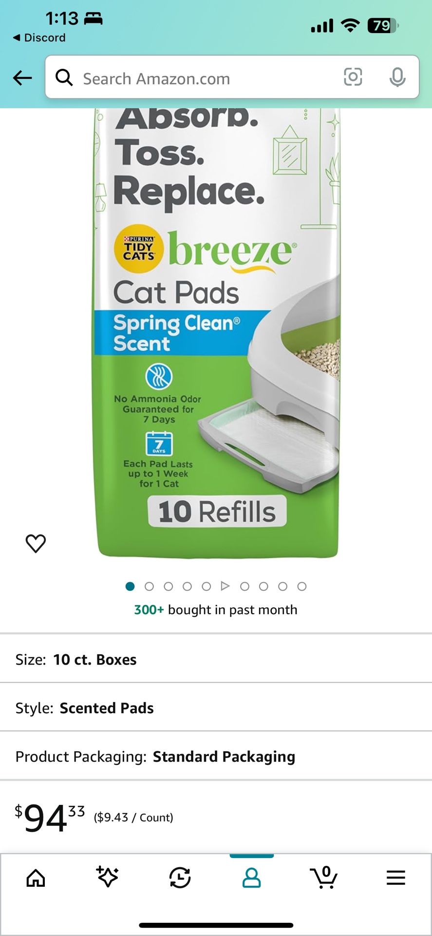 Purina Tidy Cats Breeze Litter System Cat Pad Refills 10ct. Pack Tidy Cats Cat Litter Pads - 10 ct. Pouch