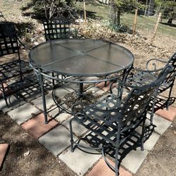 Wrought Iron Patio Dining Set – Table + 4 Chairs