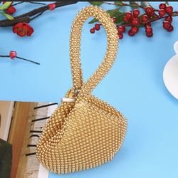 Gold Beaded Dangling Wristlet