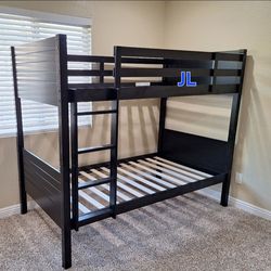 Bunk Bed Frame Twin Over Twin Size Color Espresso Or White