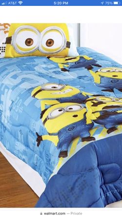Minion blue & yellow Microfiber Kid's 4-Piece Full Bed Sheet Set